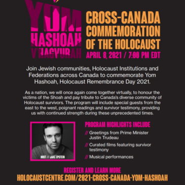 Yom Hashoah Cross-Canada Virtual Holocaust Remembrance Day Commemoration