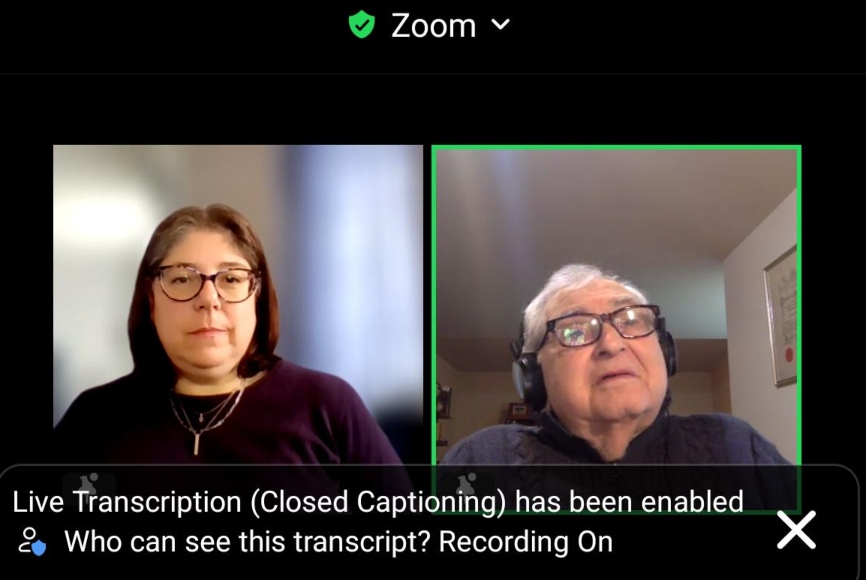 Sara and Dr. Raoul on a Zoom call, side by side, each from their respective locations.