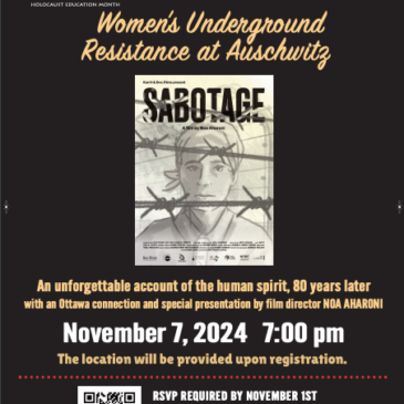 Sabotage, Women’s Underground Resistance at Auschwitz – November 7, 2024