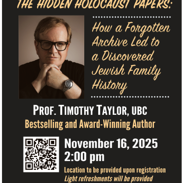 Holocaust Education Month Descendants’ Program, November 16th, 2025, 2:00 pm