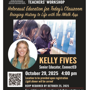 Holocaust Education Month Teachers’ Workshop, October 29th, 2025, 4:00 pm