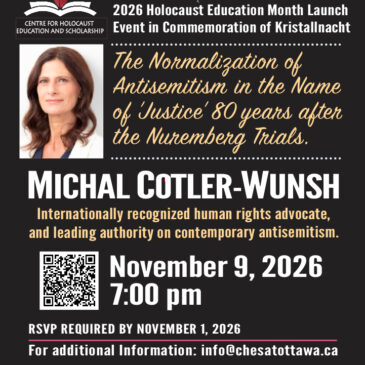 Launch Event, Holocaust Education Month 2026, 9 November 7pm